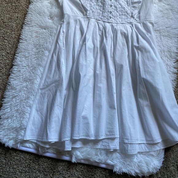 Free People Half Moon Mini Dress Crochet Sleeveless Ruffle White Cotton Medium - Picture 4 of 14
